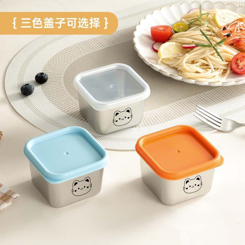304 Stainless Steel Mini Sealed Tomato Salad Dressing Container with Lid, Portable Outdoor Seasoning Sauce Cup