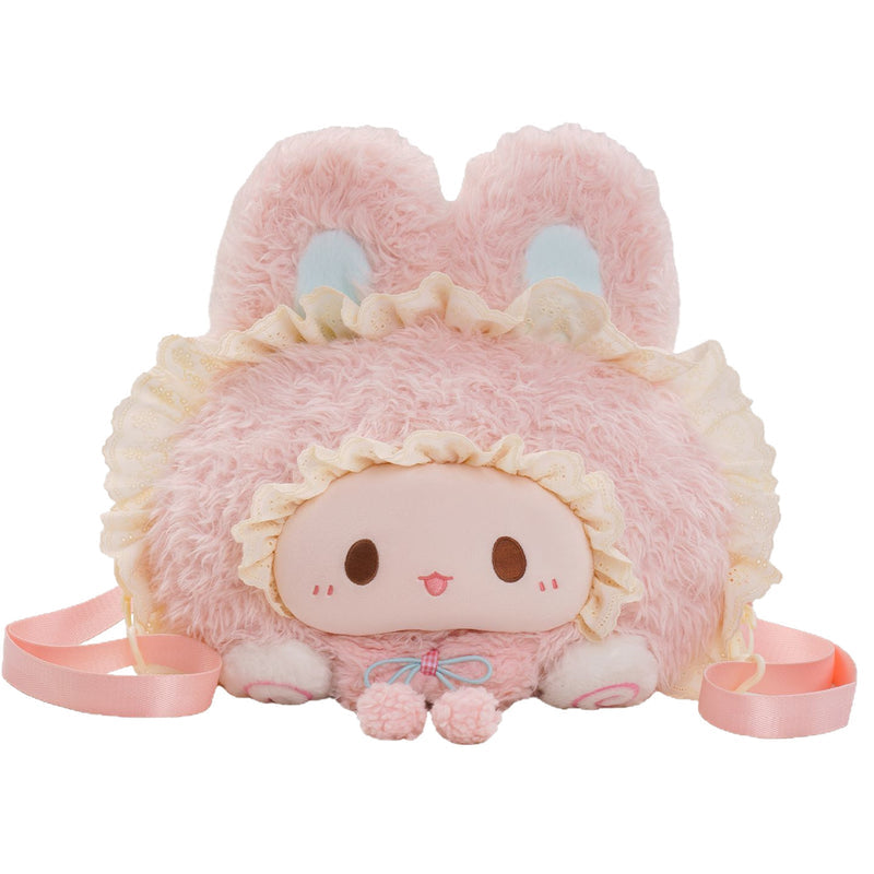 [Purple Summer] Rubitu Rabbit Cute Plush Backpack, Lolita Big Face Crossbody Bag