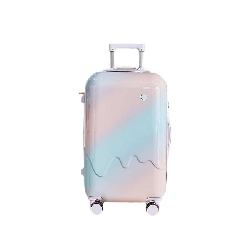 Gradient Ice Cream Suitcase, Popular among Girls, High Appearance Value, 24-Inch Travel Trolley Case, 20-Inch Password Box, Student 26inch