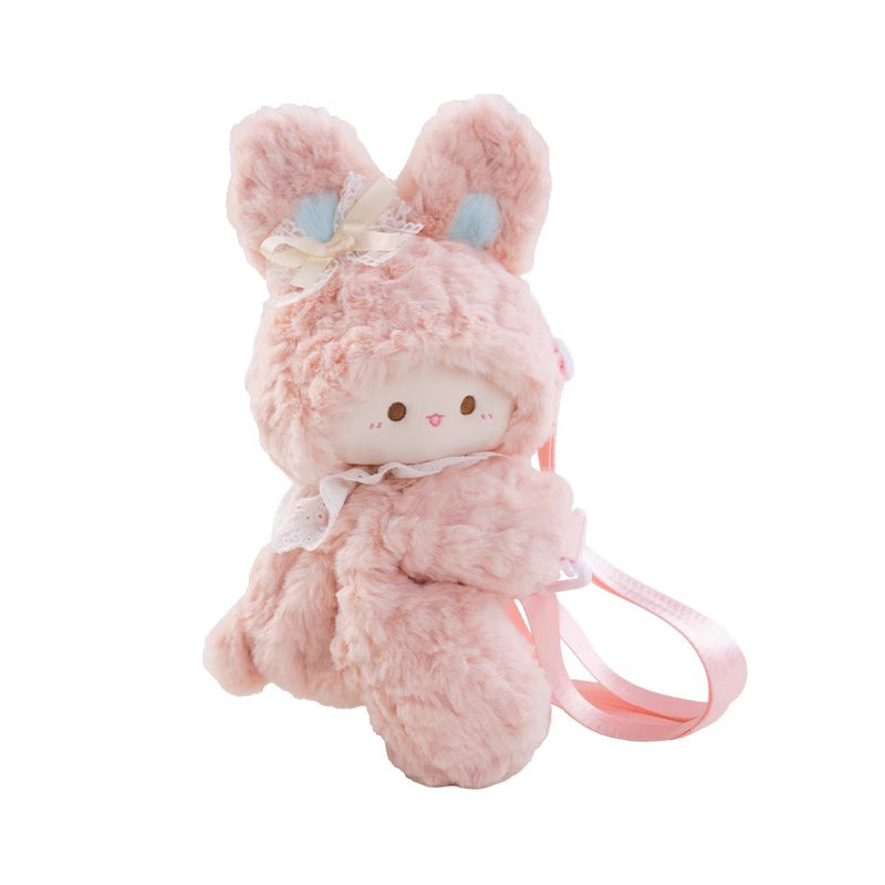 Cross-Border Fashion Cute Rubitu Pink Bunny Plush Crossbody Bag for Kids—Child’s Doll Bag, Girls’ Backpack