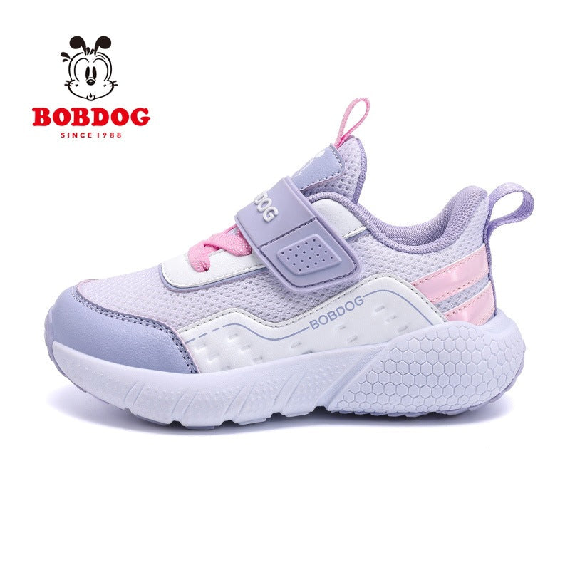 Babudou Girls' 2026 Spring and Autumn Breathable Mesh Sneakers Lightweight and Comfortable Velcro Girls' Slip-On Running Shoes