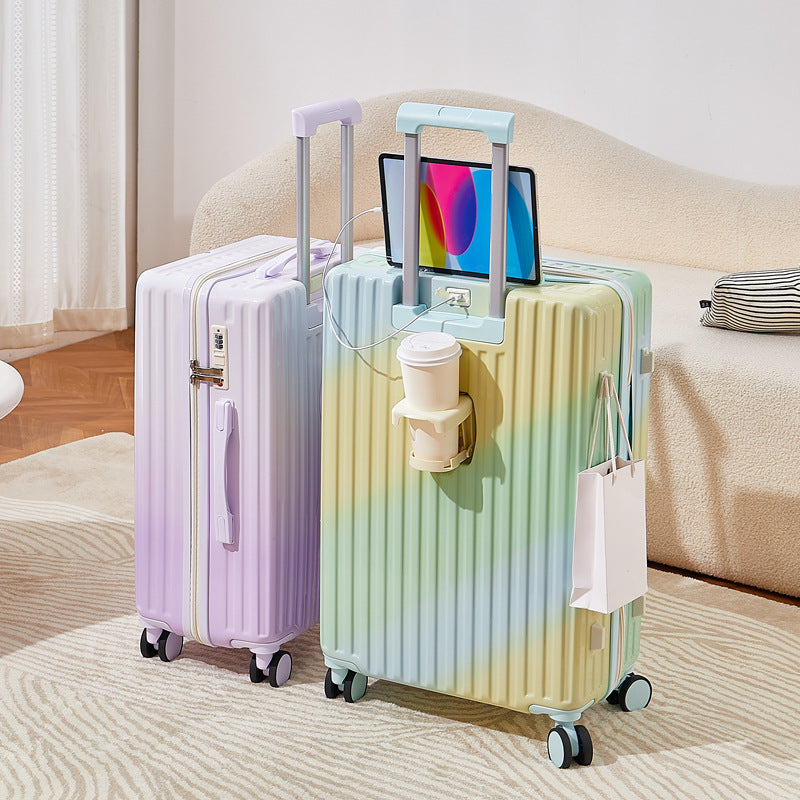 Gradient Color Suitcase for Women with Good Looks, 20inch Large Capacity Trolley Suitcase for Students, 24inch Multifunctional 26inch