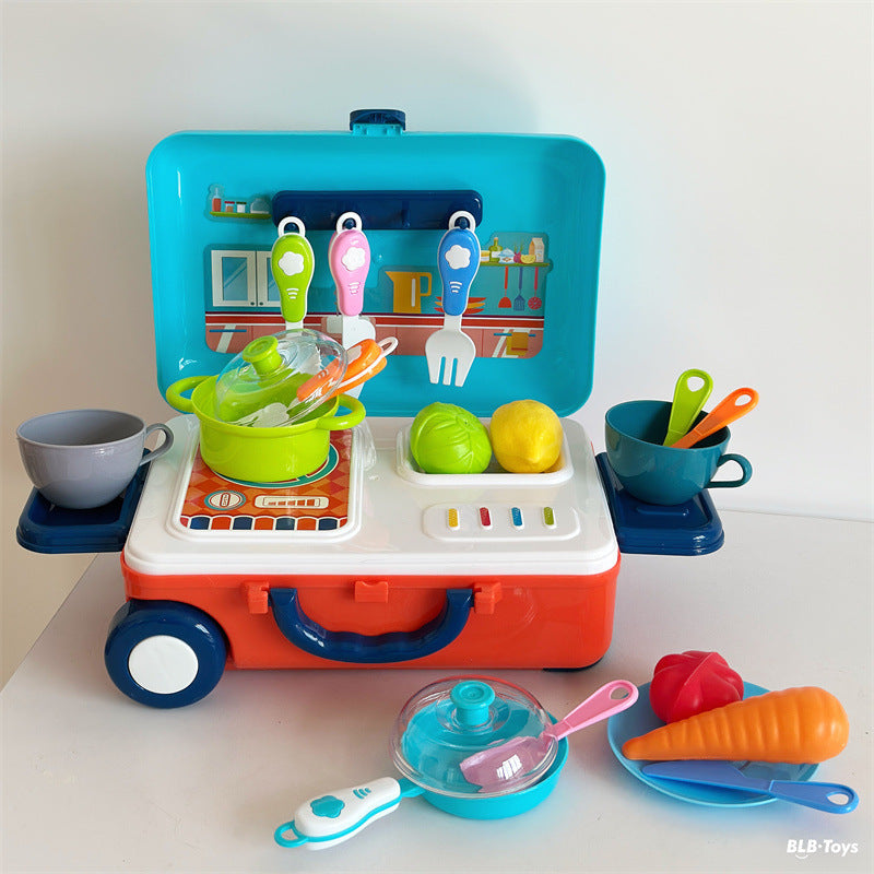 Happy Little Chef Trolley Box Meal Kitchen Utensils Doctor Makeup Craftsman Kidsren's Play House Toys Educational Baby