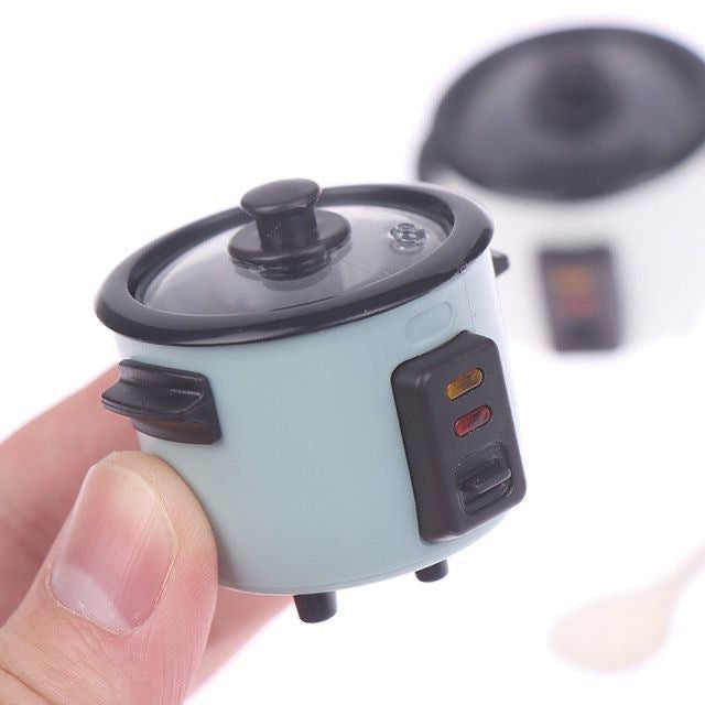 Miniature mini rice cooker model doll house mini kitchen food play 1:12 play rice cooker with rice spoon