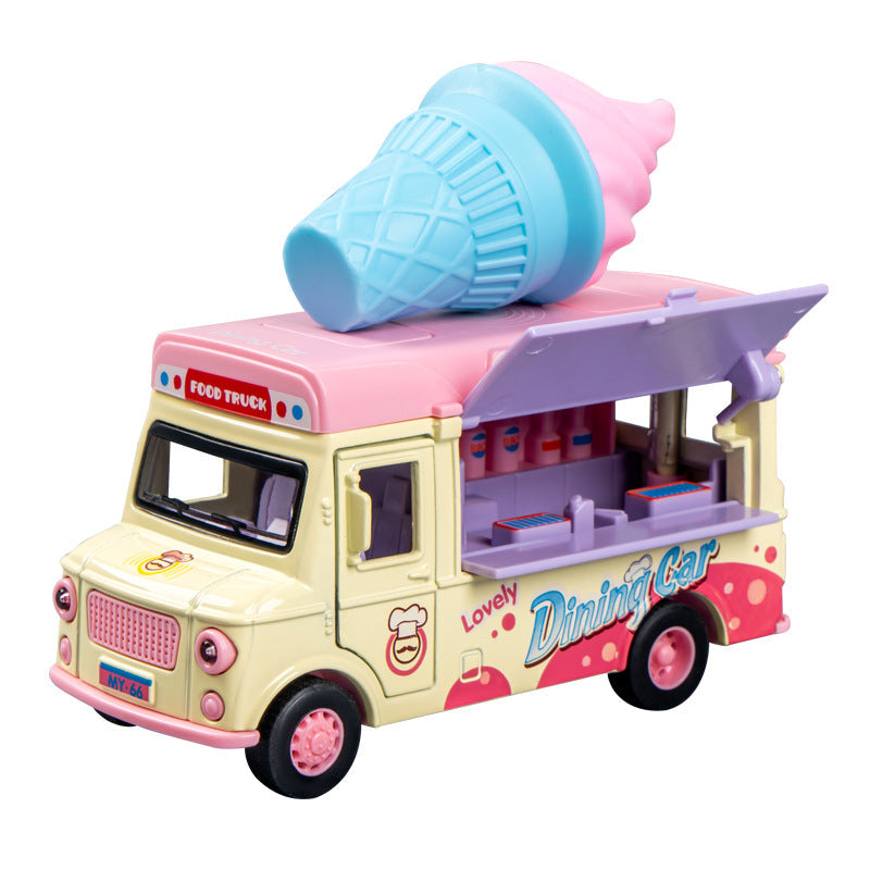 Magnetic Alloy Ice Cream Burger & Popsicle Playset for Kids (Boys & Girls) — Pretend Kitchen Toy Cart