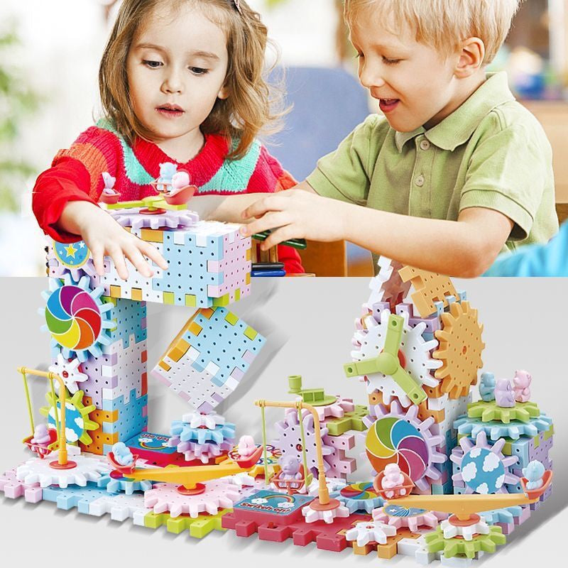 Cross-Border Versatile Electric Educational Building Blocks Mechanical Gear Rotating DIY Building Blocks Children's Educational Assembly Toy Set