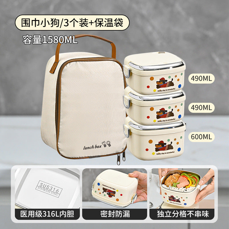 316 Stainless Steel Insulated Lunch Box, a Must-Have for Office Workers, Leak-Proof and Sealed, Multi-Layer Bento Box for Students