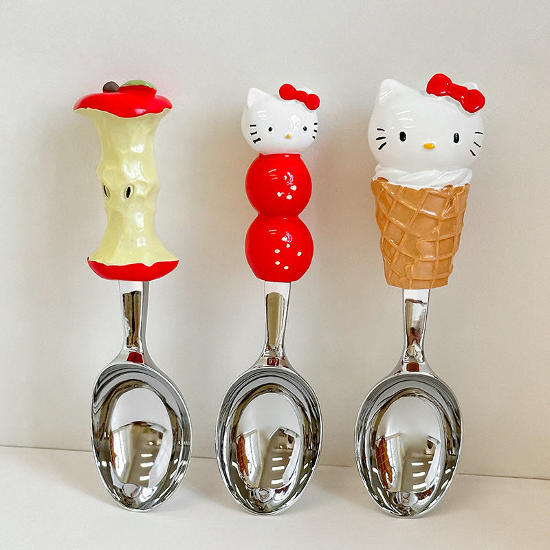 Cute Cat Spoon for Personal Use, High-End and Exquisite Ice Cream Spoon for Girls, Food-Grade Apple Corer