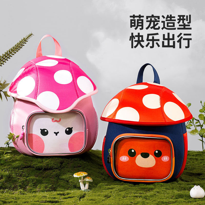 Kindergarten Backpack for Girls Cute Kids Bag 1-3-6 Years Old 5-Year-Old Baby Cartoon Mushroom Backpack Wholesale