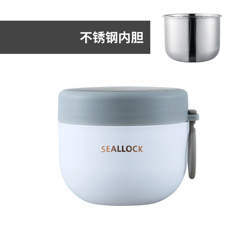 304 Stainless Steel Insulated Bowl Breakfast Cup Oatmeal Cup Wide Diameter Yogurt Bowl Porridge Jar Portable Fresh-Keeping Bowl Small Lunch Box