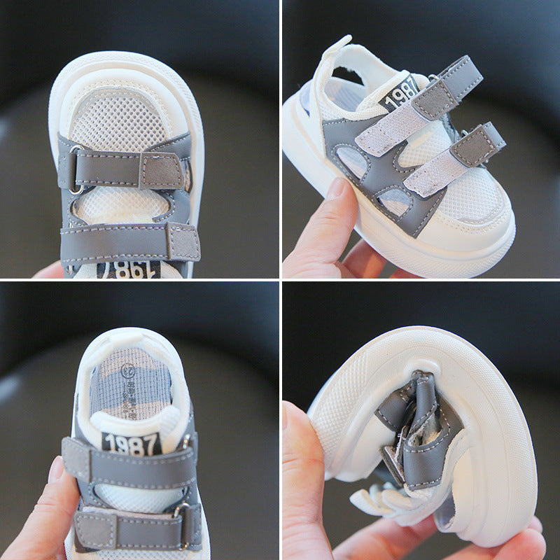 Summer Kids Sandals Closed-Toe Soft Sole Non-Slip Baby Shoes for Boys and Girls Hook-and-Loo