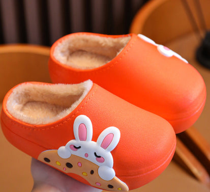 Children's Winter Cartoon Cute Warm Waterproof Non Slip Cotton Slippers
