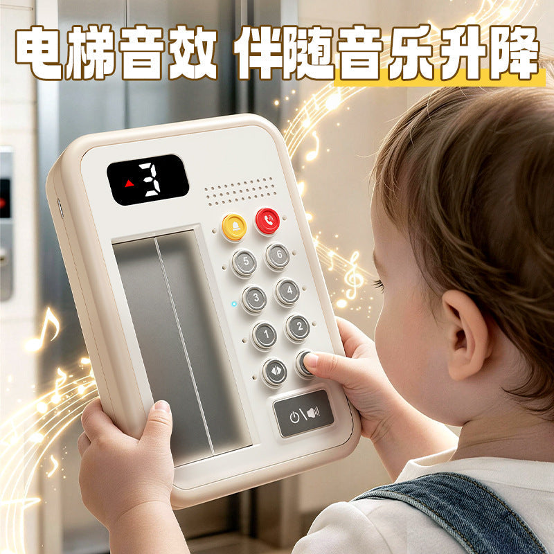 Kids Pretend Elevator with Openable Doors, Interactive Learning Toy with Button Sound Effects for Parent-Child Play