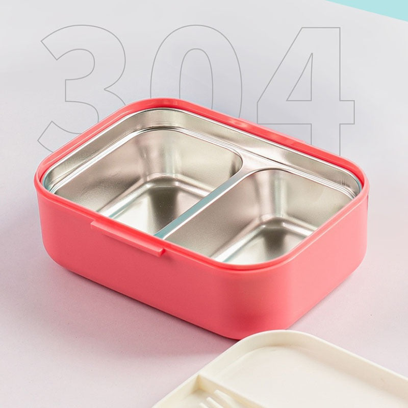 304 Stainless Steel Lunch Box Insulated Food Container, Lunchbox for Office Workers, Students, Kids, with Utensil Spoon, Food-Grade Fresh-Keeping Box