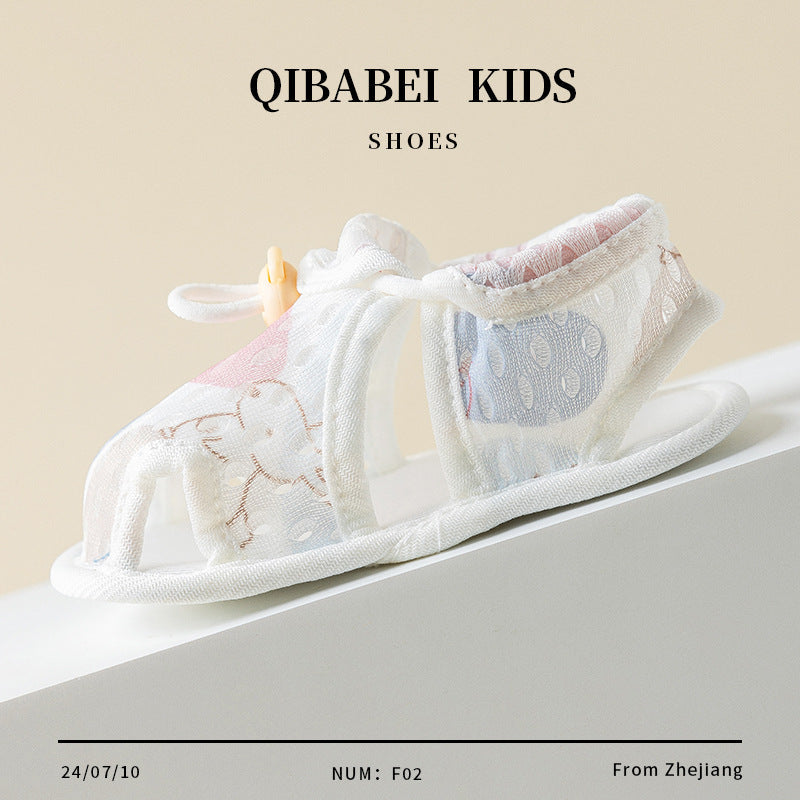QIBABEI Summer Baby Shoes, Breathable Mesh Soft Sole 0-1 Year Old First Walkers Shoes, Unisex Baby Indoor Shoes