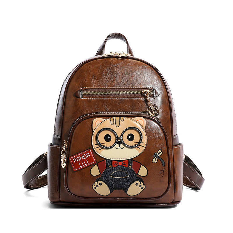 2026 New Women’s Backpack, Versatile Color-Block Cartoon Casual Travel Bag, Minimalist School Bag, Large Capacity, Commuter Daypack
