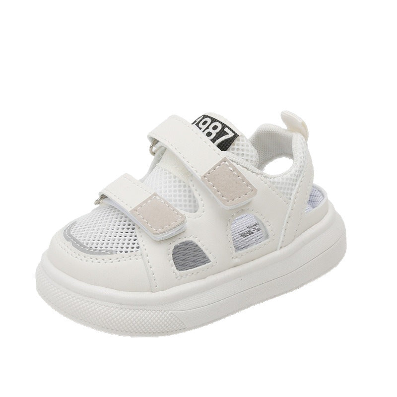 Summer Kids Sandals Closed-Toe Soft Sole Non-Slip Baby Shoes for Boys and Girls Hook-and-Loo