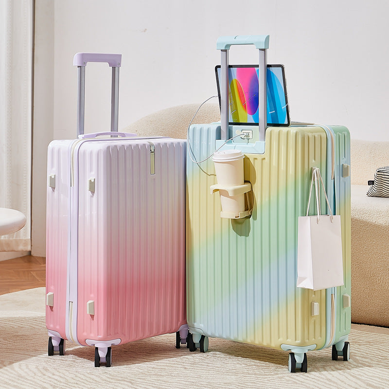 Gradient Color Suitcase for Women with Good Looks, 20inch Large Capacity Trolley Suitcase for Students, 24inch Multifunctional 26inch