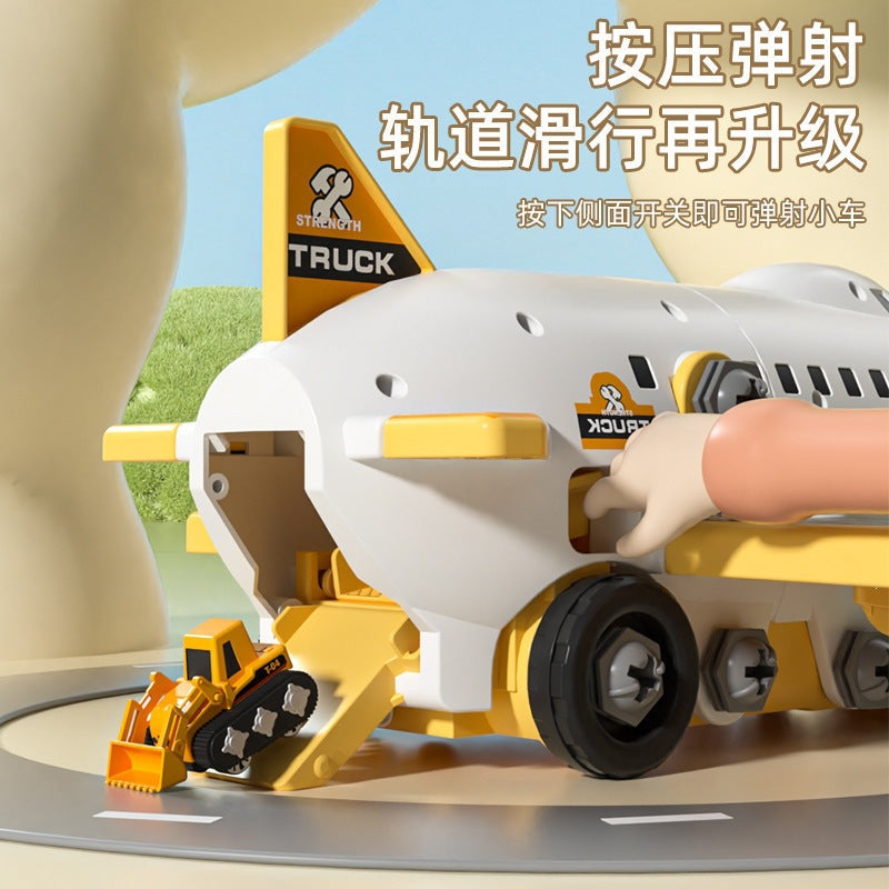 Modular Toy Airplane Children’s Educational Screw-Drilling Assemble Toy for Kids | Toddler Learning Building Tool for Boys with Inertia Engineering Car