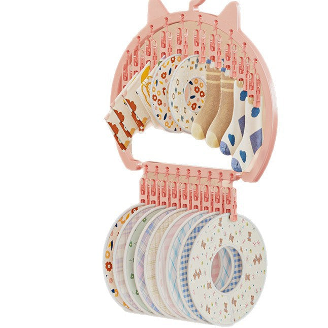 Cute Cat Ear Kidsren's Clothes Hanger with Multiple Clips, Large Capacity, Space-Saving, Special Drying Sock Clip for Newborn Babies