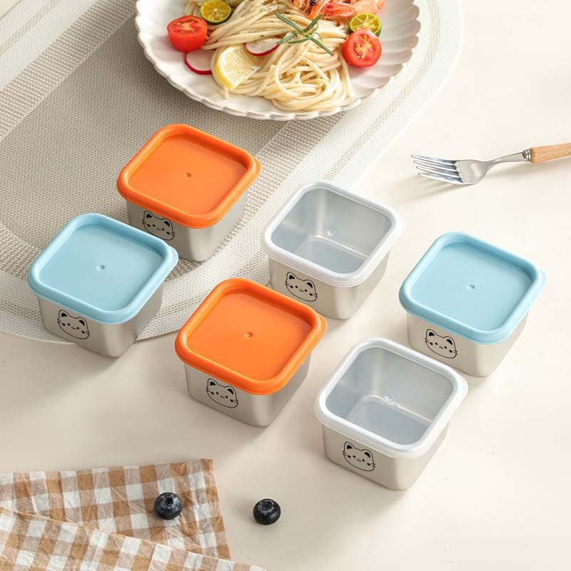 304 Stainless Steel Mini Sealed Tomato Salad Dressing Container with Lid, Portable Outdoor Seasoning Sauce Cup