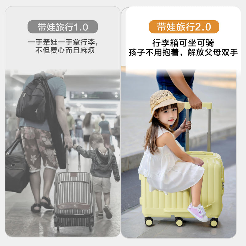 Kids Suitcase Ride-on Carry-On Trolley for Boys & Girls, 20-Inch Small Roller Luggage, Travel Essential