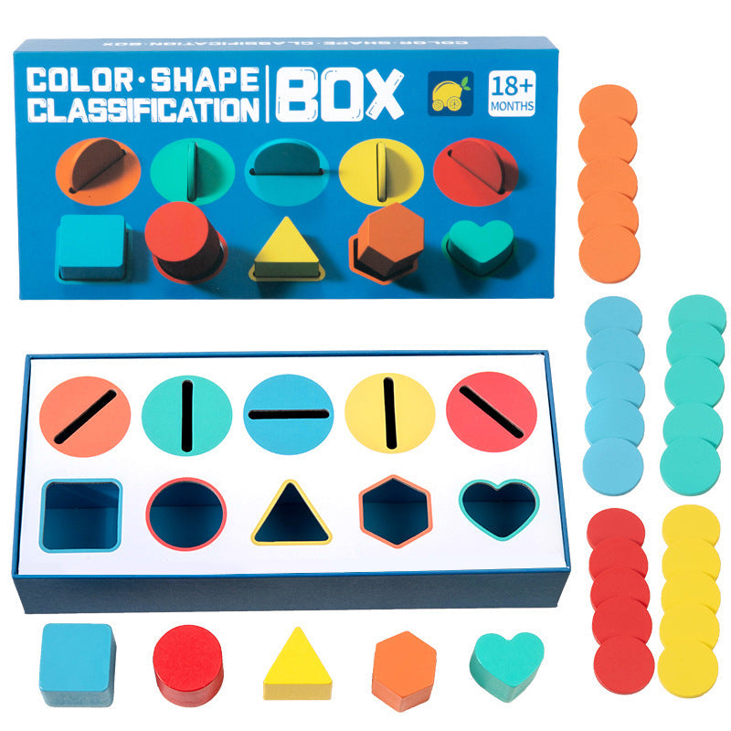 Montessori Teaching Aids for Babies, Geometric Shape Classification Box, Cognitive Matching, Color Recognition, Suitable for Children Aged 4 to 6 Years Old