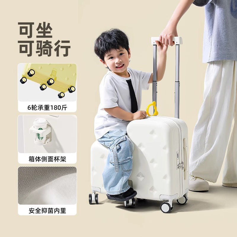 Kids Luggage Set, 2-Piece Suitcase with Nested Stroller, Can Sit On & Ride, 20-Inch Carry-On Travel Suitcase for Boys and Girls with Combination Lock
