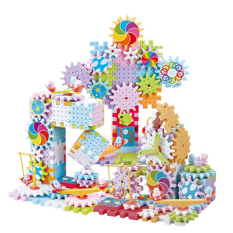 Cross-Border Versatile Electric Educational Building Blocks Mechanical Gear Rotating DIY Building Blocks Children's Educational Assembly Toy Set