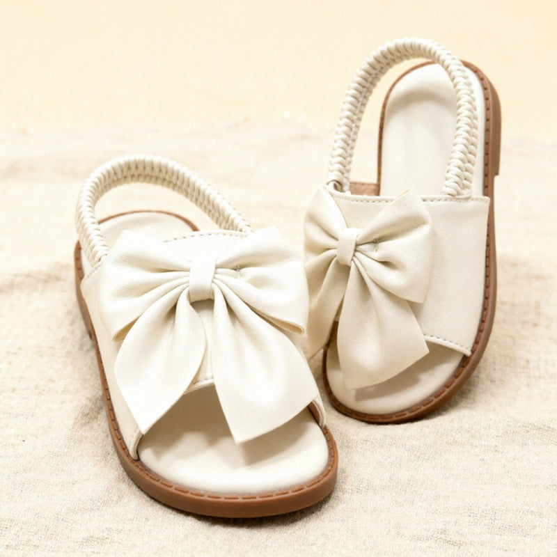 2026 Summer Girls’ Two-Way Sandals with Bow Details, Slip-On Slides with Ankle Strap, Soft Sole Anti-Slip Versatile Princess Shoes for Everyday Wear