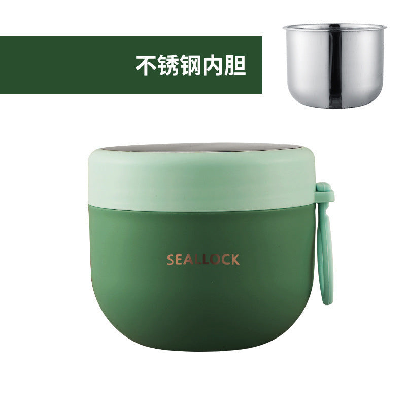 304 Stainless Steel Insulated Bowl Breakfast Cup Oatmeal Cup Wide Diameter Yogurt Bowl Porridge Jar Portable Fresh-Keeping Bowl Small Lunch Box