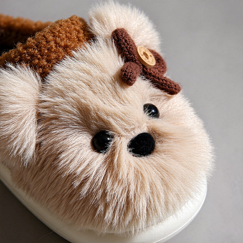 Kids cotton slippers girlscute puppy autumn winterindoorthick solenon-slip cartoonheattech boys' furry slippers