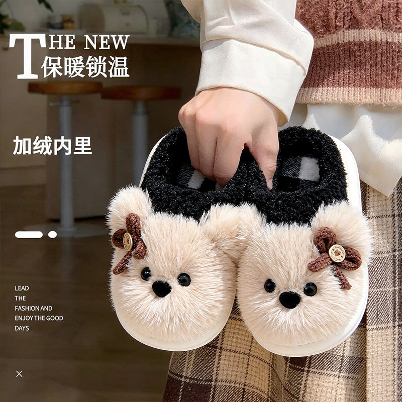 Kids cotton slippers girlscute puppy autumn winterindoorthick solenon-slip cartoonheattech boys' furry slippers