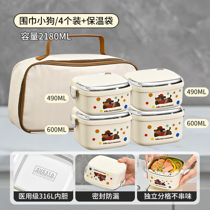 316 Stainless Steel Insulated Lunch Box, a Must-Have for Office Workers, Leak-Proof and Sealed, Multi-Layer Bento Box for Students