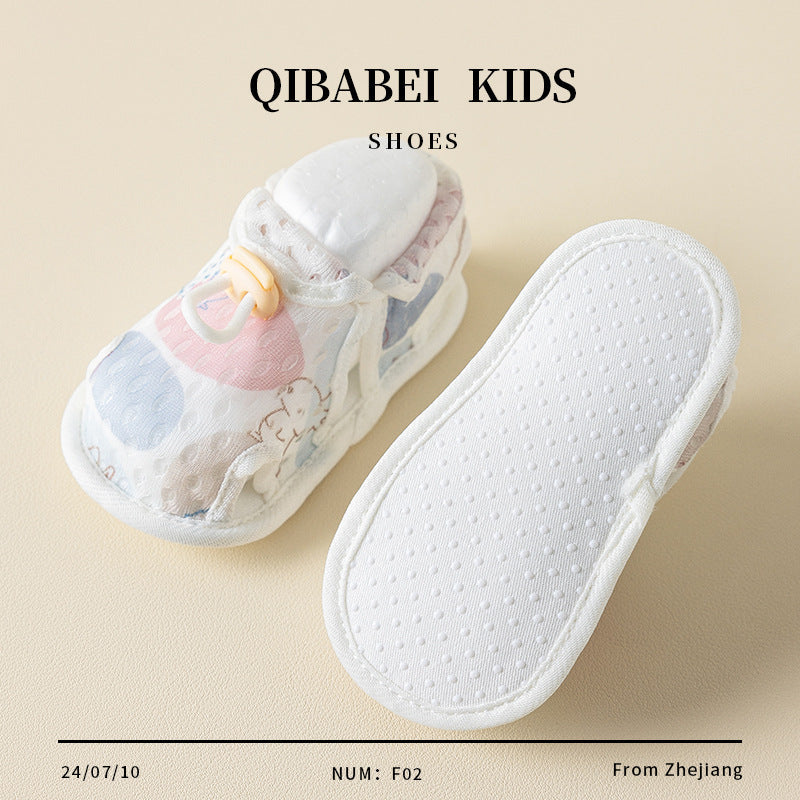 QIBABEI Summer Baby Shoes, Breathable Mesh Soft Sole 0-1 Year Old First Walkers Shoes, Unisex Baby Indoor Shoes