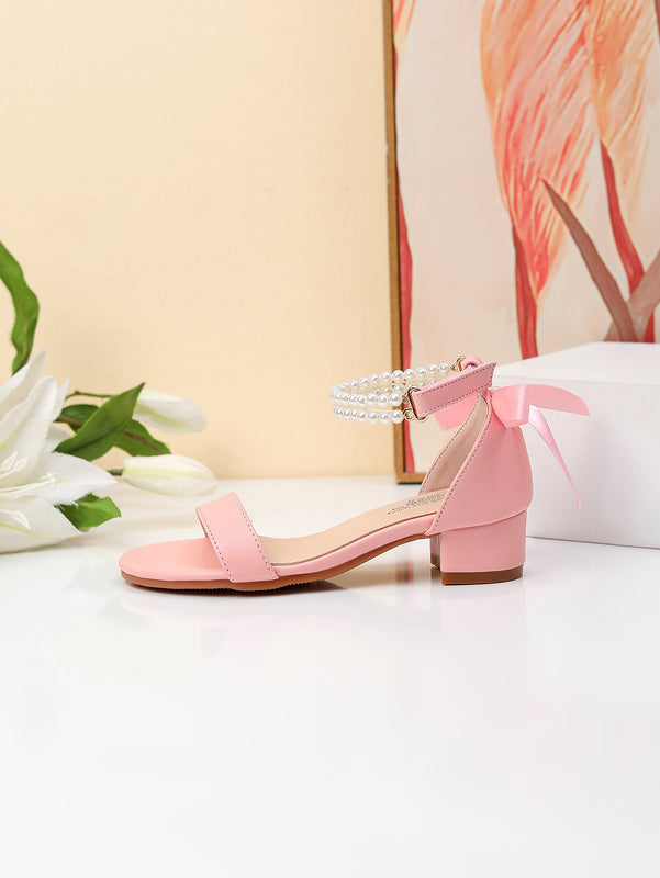 Cross-Border Exclusive 2026 New Style Elegant High-Heel Sandals for Girls, One-Strap Design with Pearl Butterfly Bow Decoration