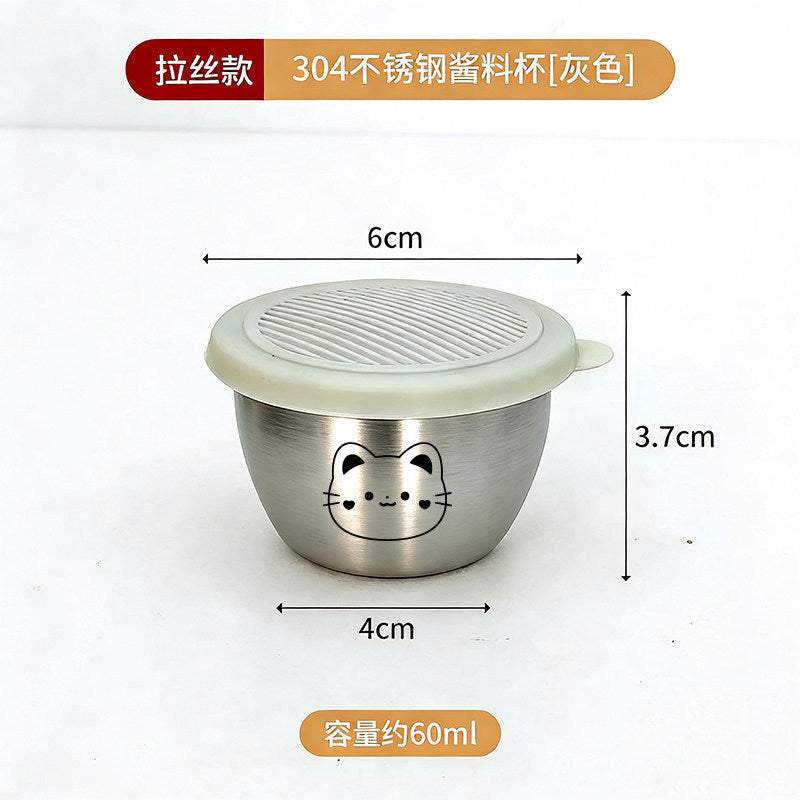 304 Stainless Steel Mini Sealed Tomato Salad Dressing Container with Lid, Portable Outdoor Seasoning Sauce Cup