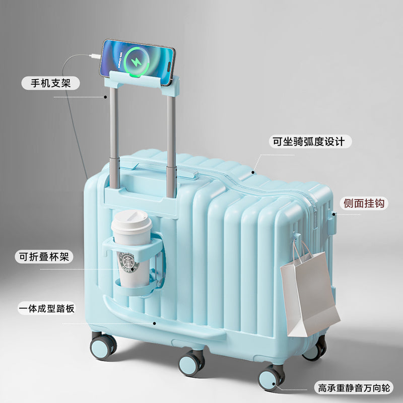 Kids Suitcase Ride-on Carry-On Trolley for Boys & Girls, 20-Inch Small Roller Luggage, Travel Essential