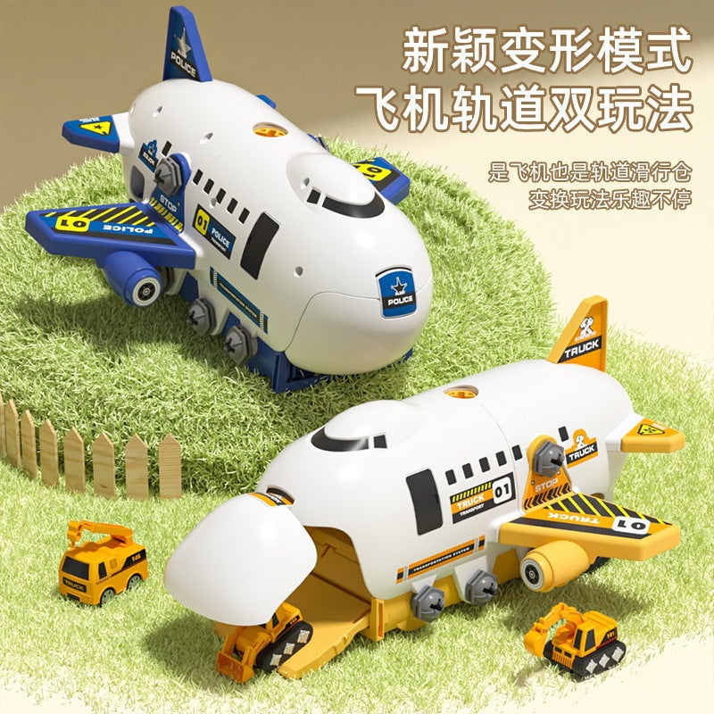 Modular Toy Airplane Children’s Educational Screw-Drilling Assemble Toy for Kids | Toddler Learning Building Tool for Boys with Inertia Engineering Car