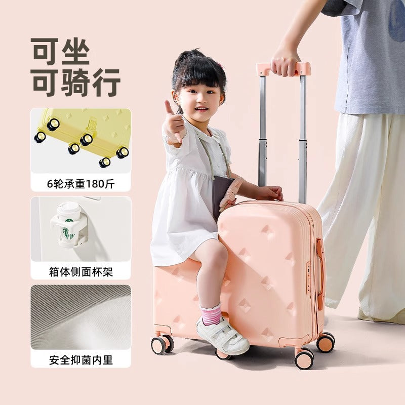 Kids Luggage Set, 2-Piece Suitcase with Nested Stroller, Can Sit On & Ride, 20-Inch Carry-On Travel Suitcase for Boys and Girls with Combination Lock