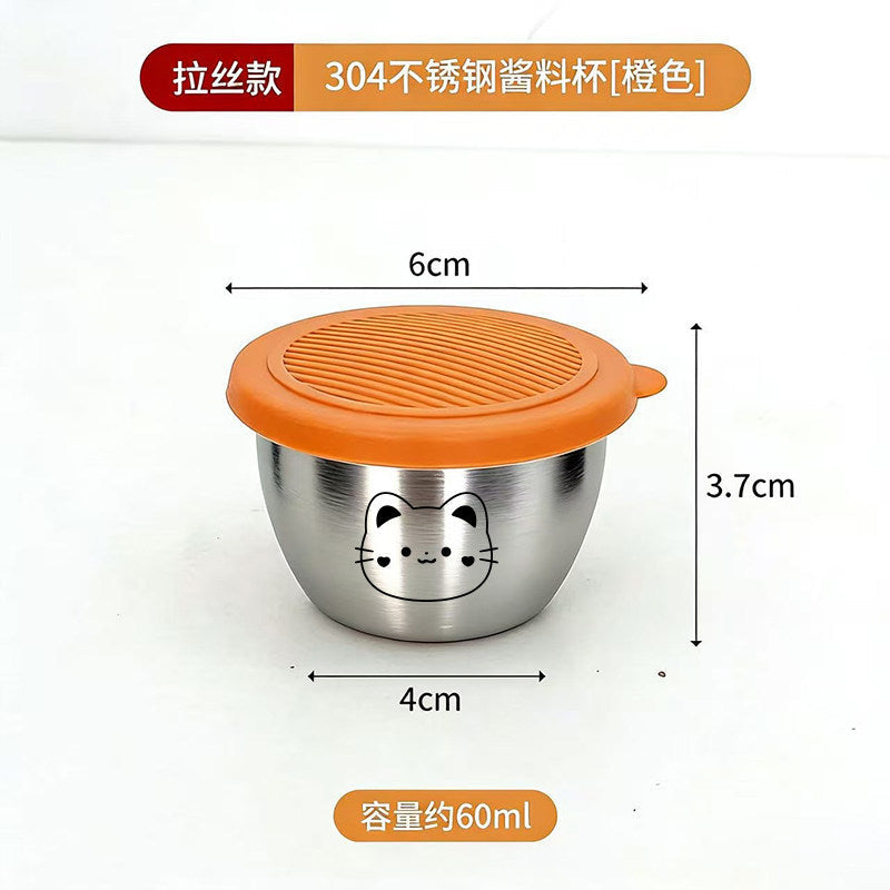 304 Stainless Steel Mini Sealed Tomato Salad Dressing Container with Lid, Portable Outdoor Seasoning Sauce Cup