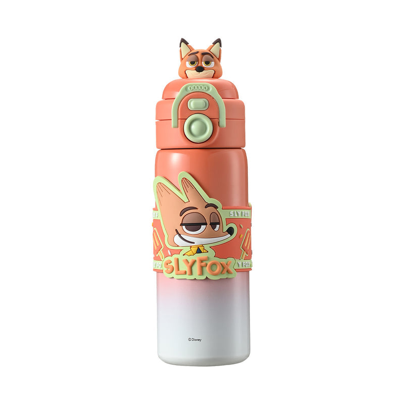 Nick Kidsren's Double-Drink Thermos Cup for Girls 316 Stainless Steel Portable Straw Cup for Primary School Students to Go to School Anti-Fall Water Kettle
