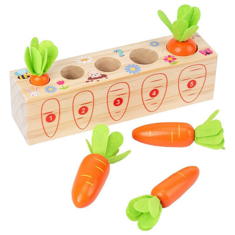 Children's simulation fishing insect-catching and radish-pulling multifunctional desktop game puzzle early education parent-child interactive wooden toy