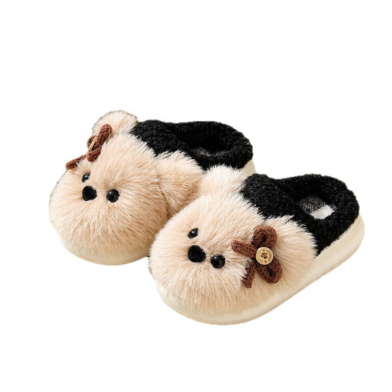 Kids cotton slippers girlscute puppy autumn winterindoorthick solenon-slip cartoonheattech boys' furry slippers