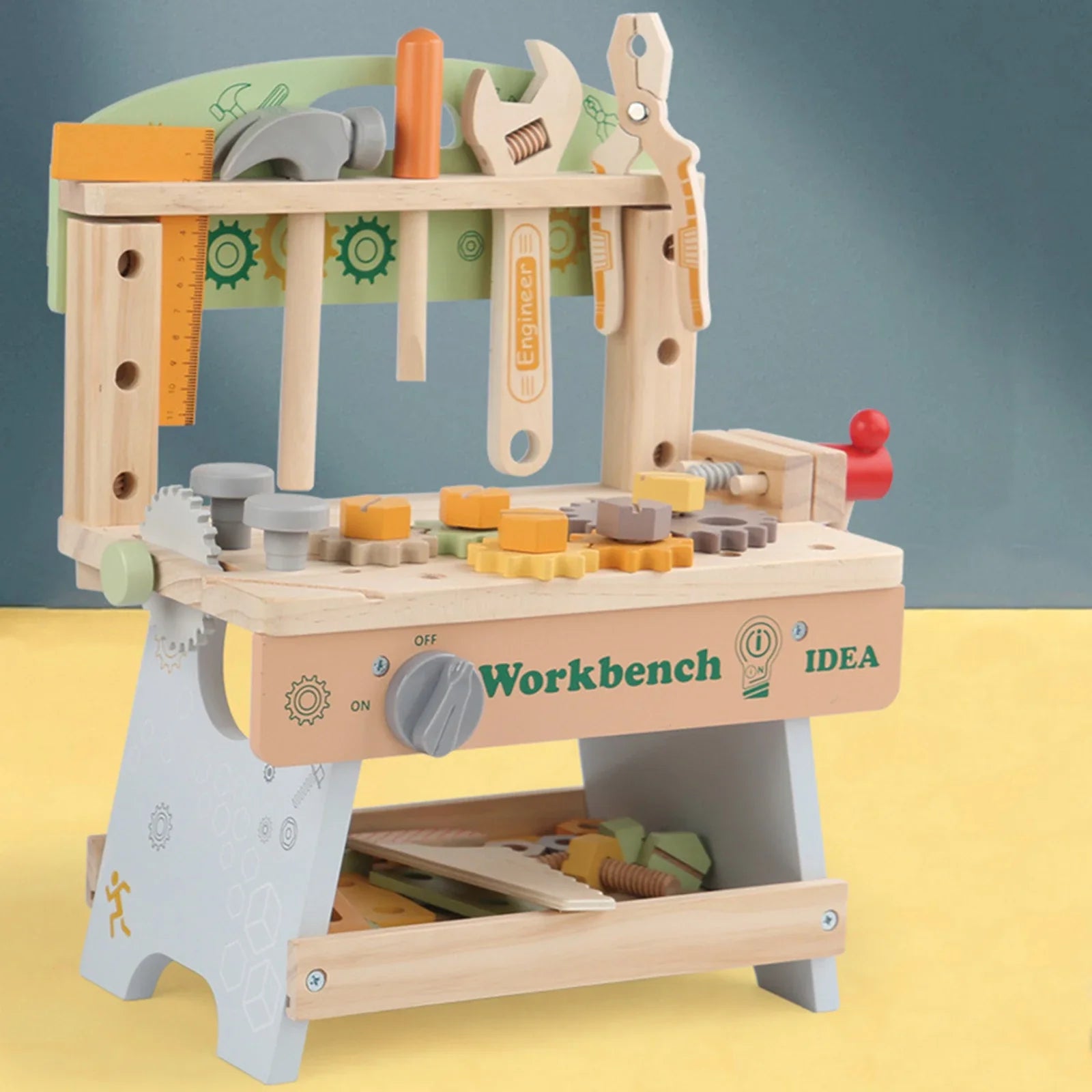 Wooden Tool Bench Simulation DIY Multifunctional Children Repair Play Tool Set for Kids 3 4 5 Year Old Girls Boys Children Gifts