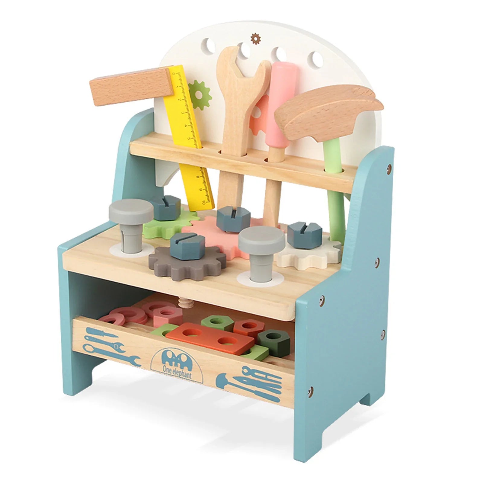 Wooden Tool Bench Simulation DIY Multifunctional Children Repair Play Tool Set for Kids 3 4 5 Year Old Girls Boys Children Gifts