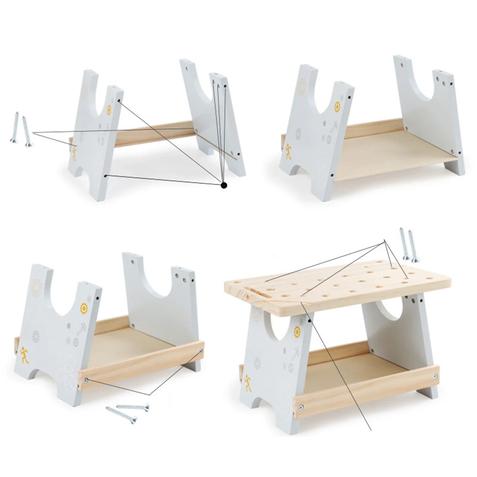 Wooden Tool Bench Simulation DIY Multifunctional Children Repair Play Tool Set for Kids 3 4 5 Year Old Girls Boys Children Gifts