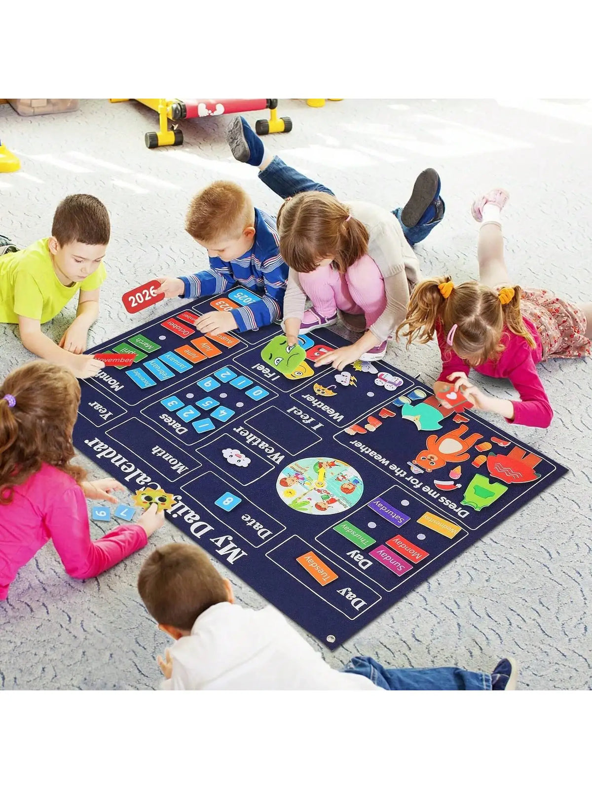 Montessori Felt Calendar Sensory Story Board for Toddlers，Interactive Classroom/Home Early Learning Wall Hanging Gifts