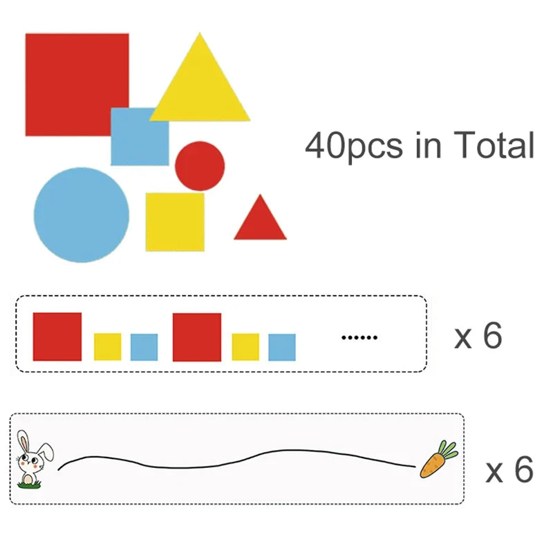 Montessori Didactic Material DIY Math Toy Color Shape Puzzle Matching Game Children Early Educational Learning Toy Teaching Aids