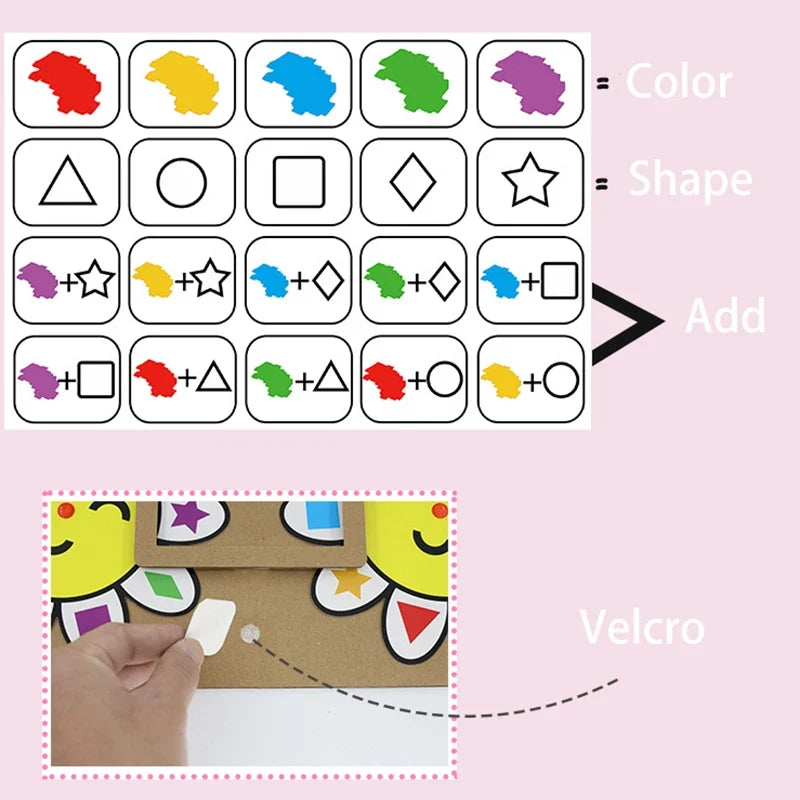 Montessori Didactic Material DIY Math Toy Color Shape Puzzle Matching Game Children Early Educational Learning Toy Teaching Aids